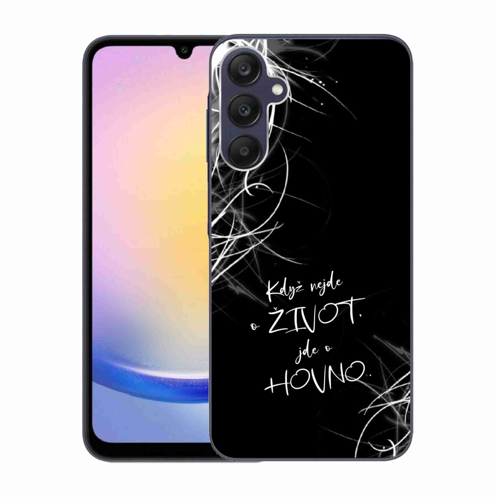 Gelový kryt mmCase na Samsung Galaxy A25 5G - vtipný text 16 černé pozadí