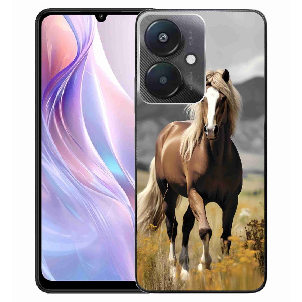 Gelový kryt mmCase na Xiaomi Redmi 13C 5G - hnědý kůň 1