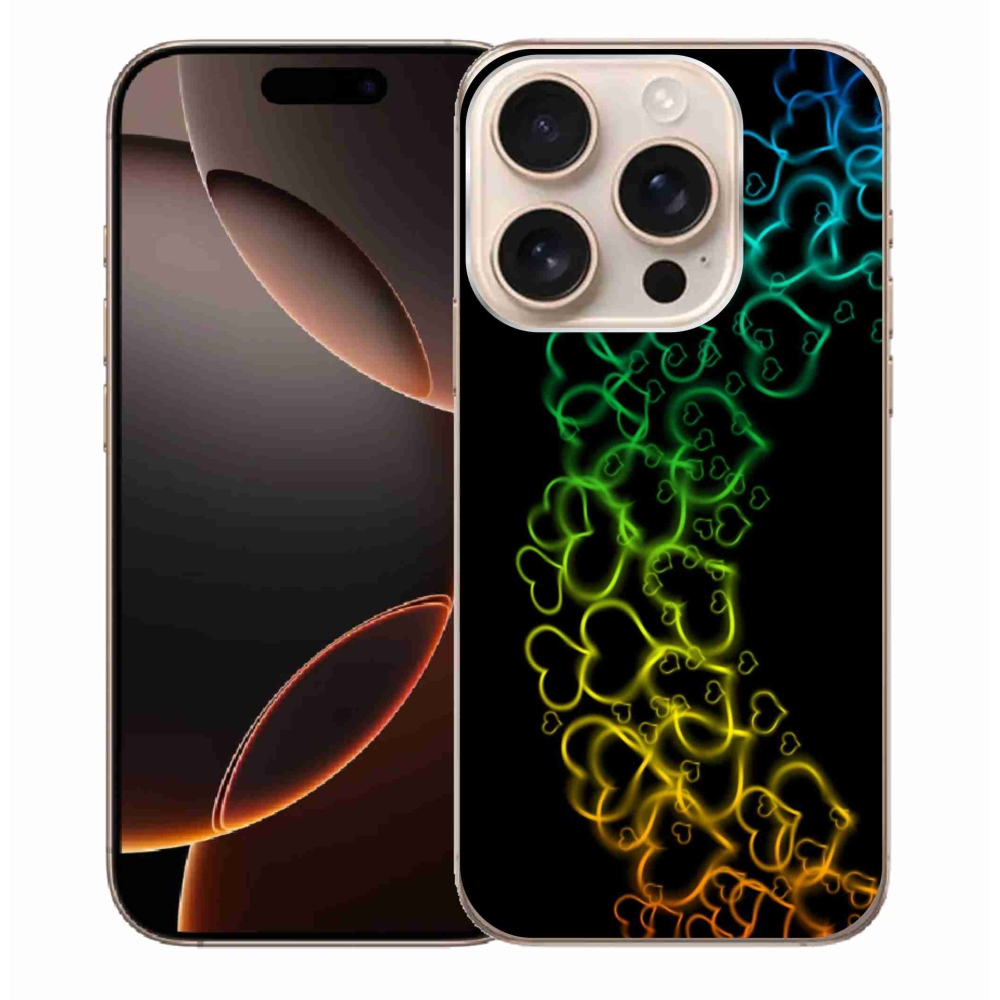 Gelový kryt mmCase na iPhone 16 Pro Max - barevná srdíčka