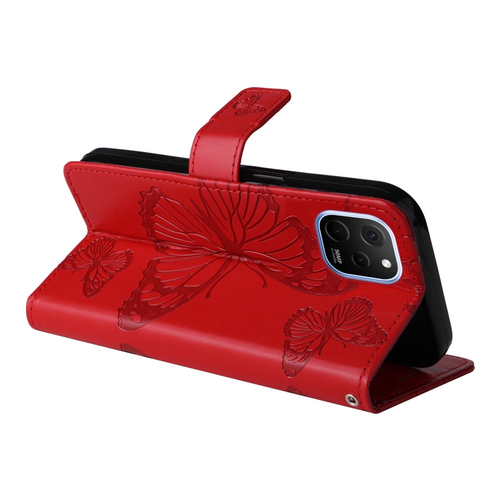 Big Butterfly knížkové pouzdro na Huawei Nova Y61 - červené