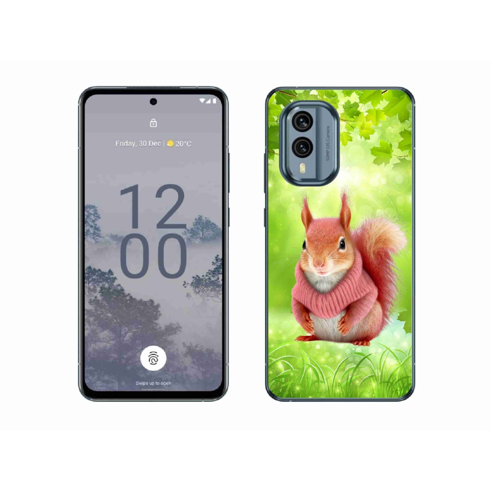 Gelový kryt mmCase na Nokia X30 5G - veverka ve svetru