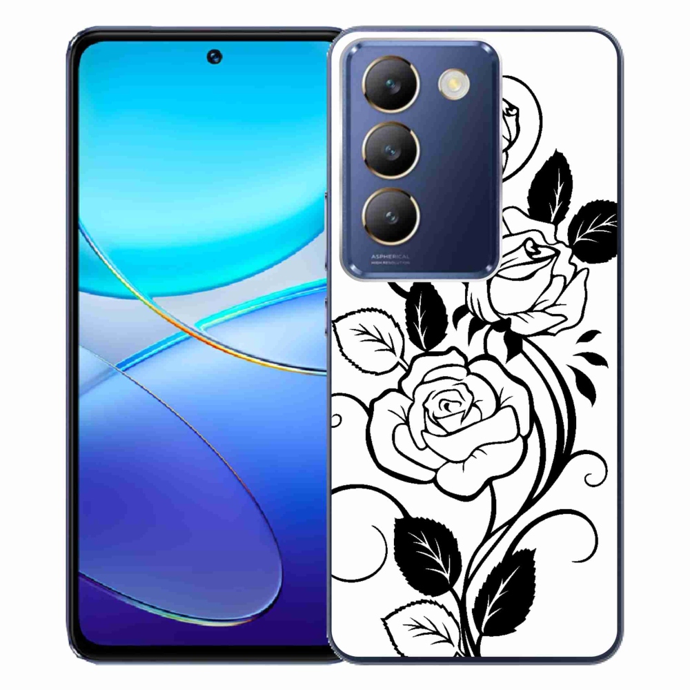 Gelový kryt mmCase na Vivo V40 SE 4G/5G - černobílá růže