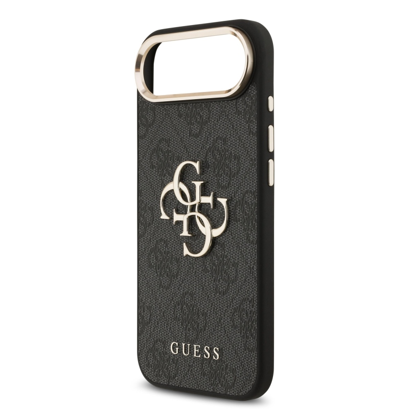 Guess PU Leather 4G Metal Logo Gold Frame Zadní Kryt pro iPhone Air Black