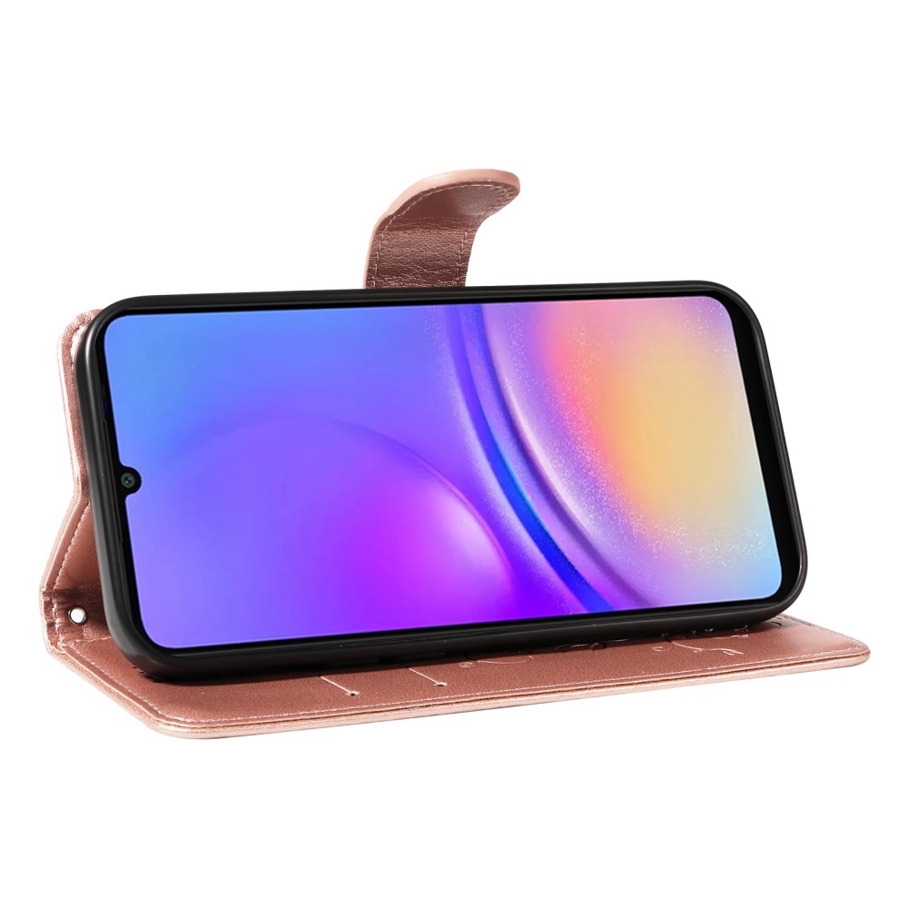 Flowery knížkové pouzdro na Samsung Galaxy A06 4G - růžovozlaté