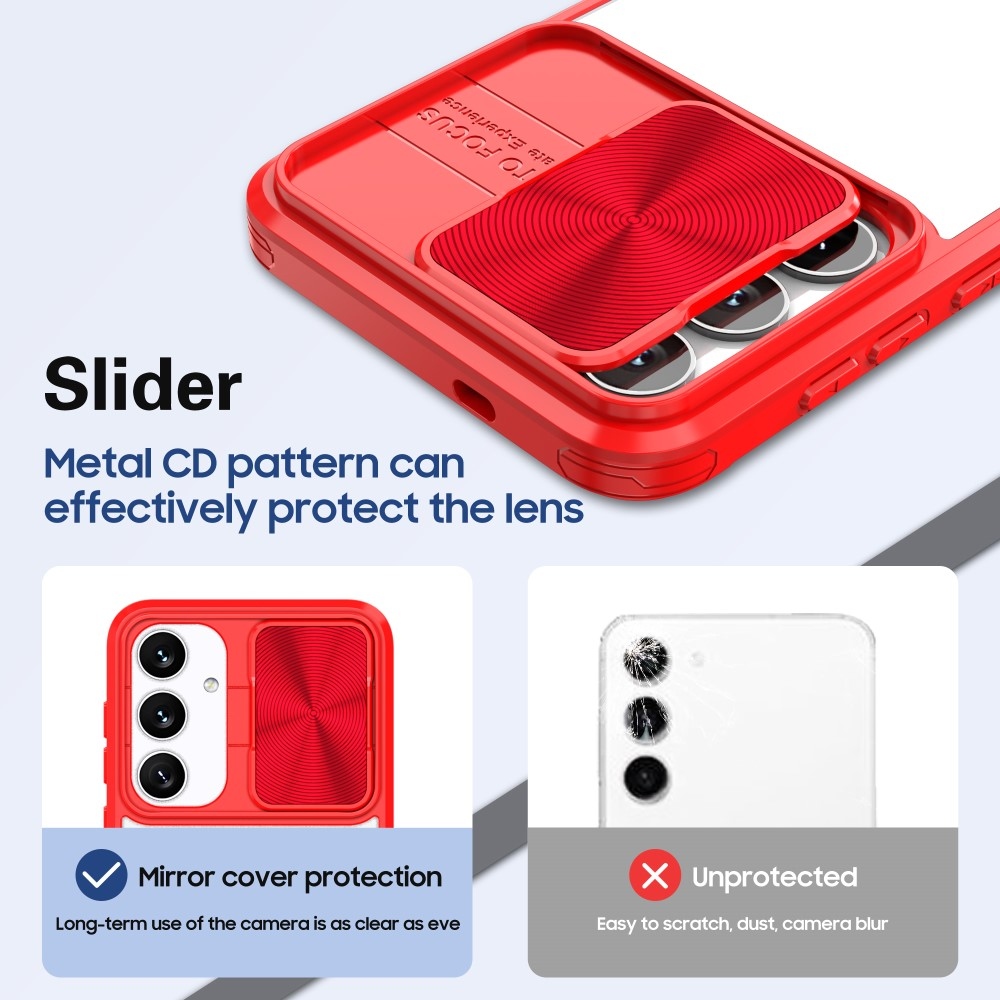 Backplate odolný kryt s krytkou fotoaparátu na Samsung Galaxy S25+ - červený