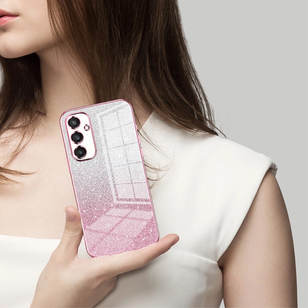 Cut gelový třpytivý obal na Samsung Galaxy S24+ - růžový