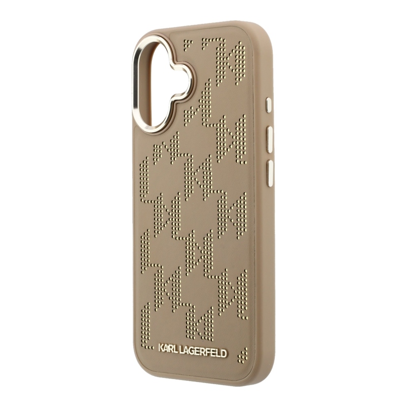 Karl Lagerfeld PU Perforated Monogram MagSafe Zadní Kryt pro iPhone 17 Beige
