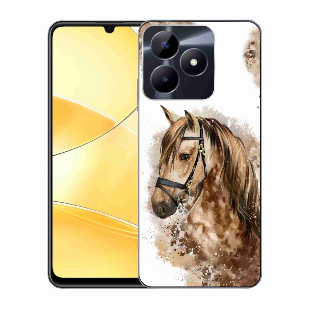 Gelový kryt mmCase na Realme C51/C53 - hnědý kreslený kůň