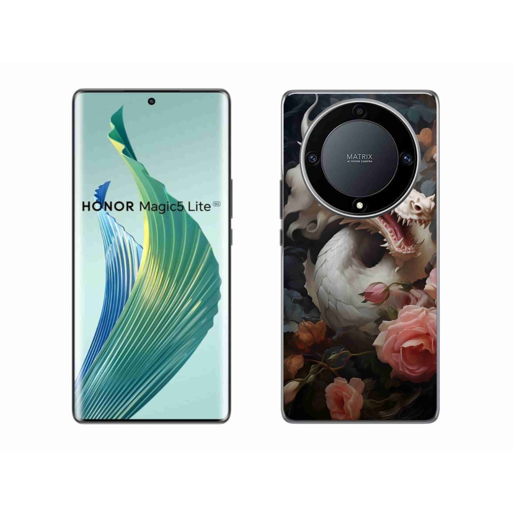 Gelový kryt mmCase na Honor Magic 5 Lite 5G - bílý drak