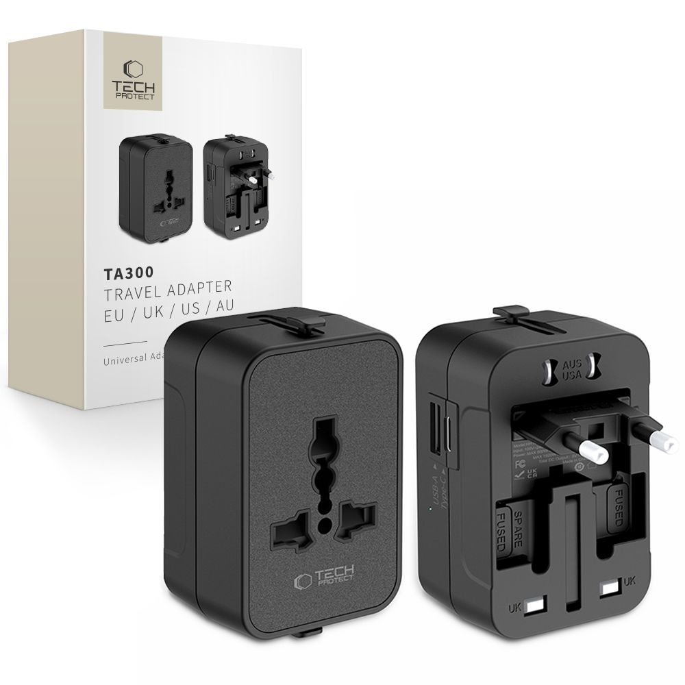 Tech-Protect TA300 univerzální cestovní adaptér EU / UK / US / AU