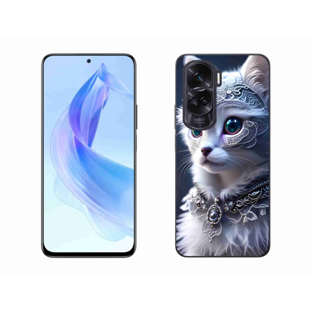 Gelový kryt mmCase na Honor 90 Lite - bílá kočka