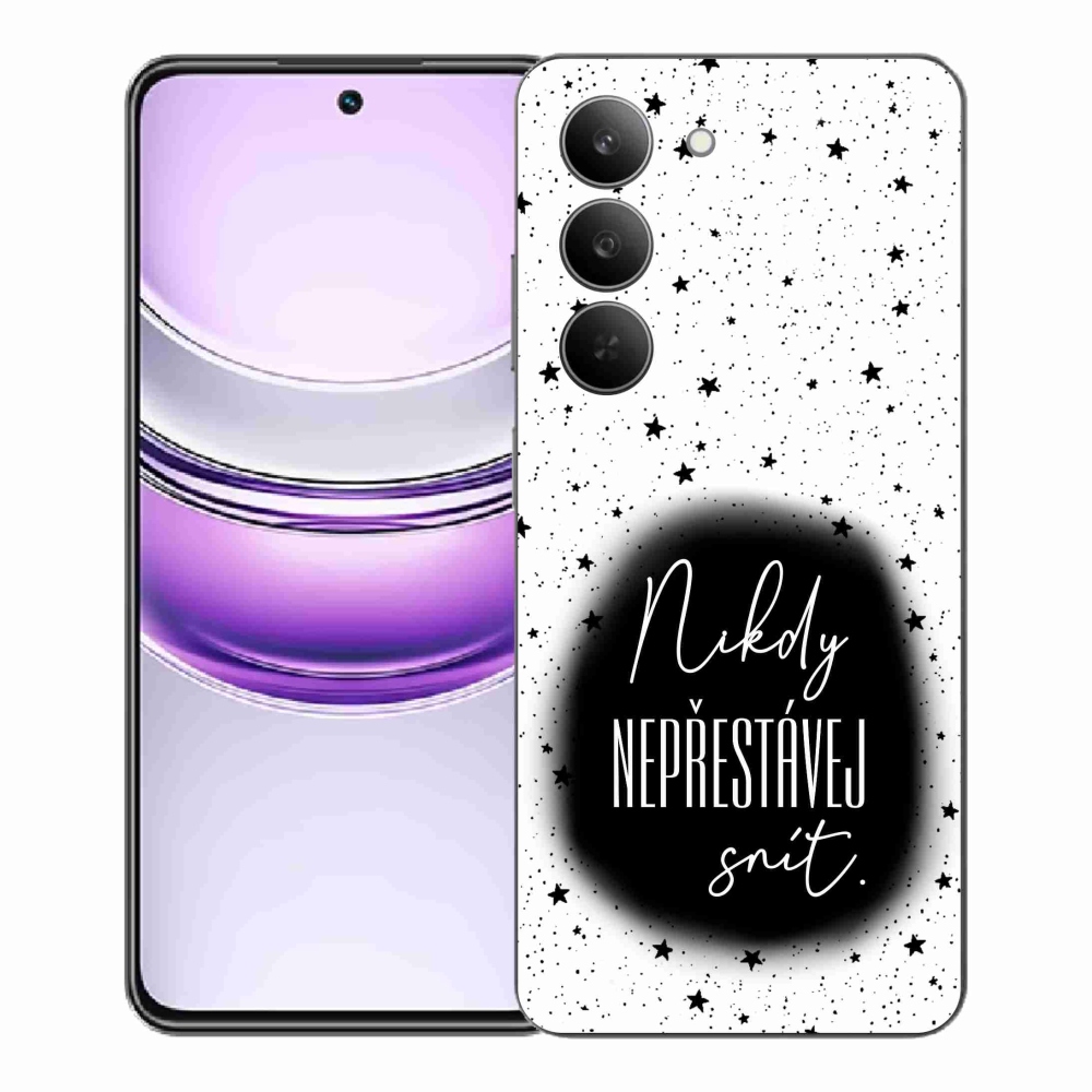 Gelový kryt mmCase na Realme 14x 5G - citát 1 černobílé pozadí