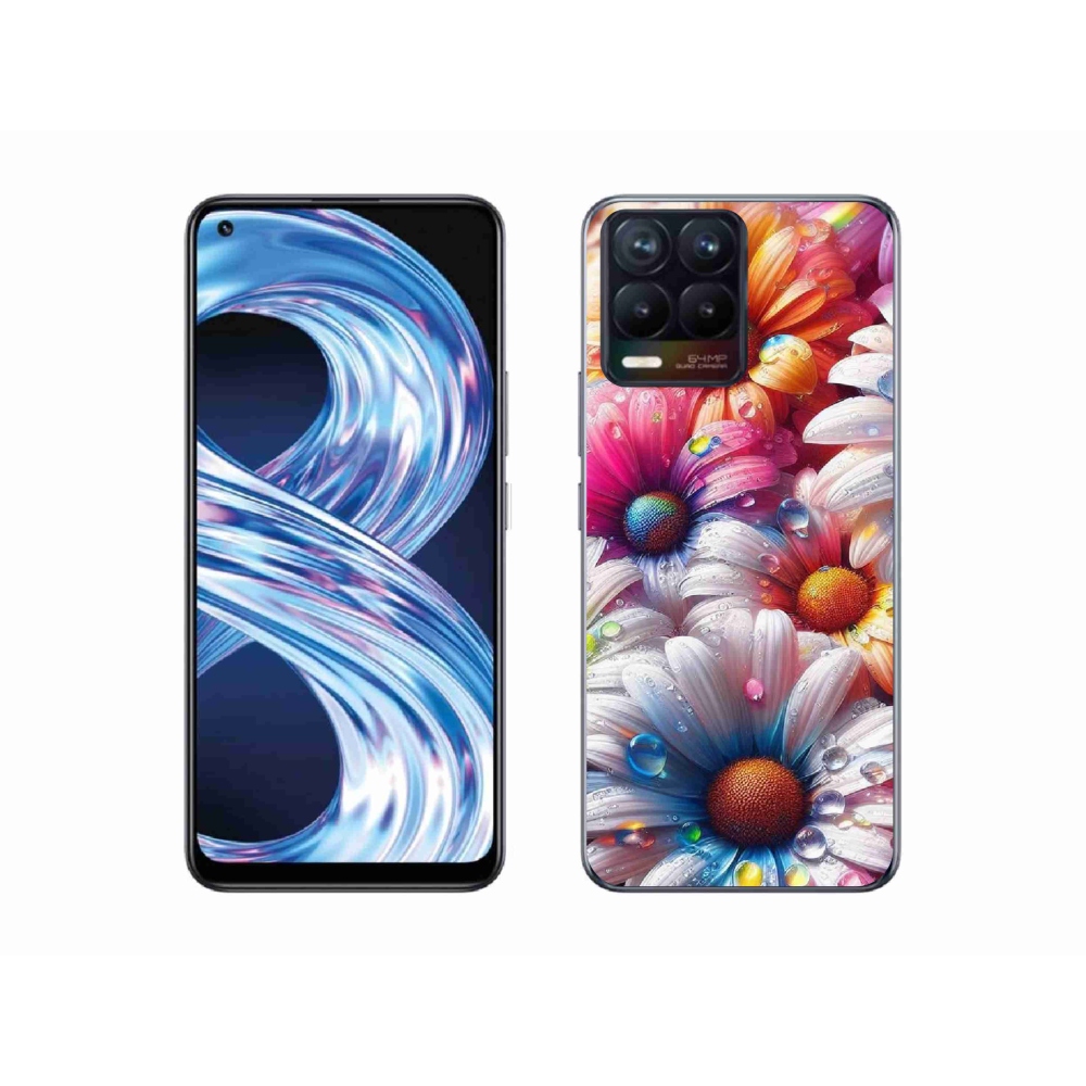 Gelový kryt mmCase na Realme 8 4G - barevné kopretiny