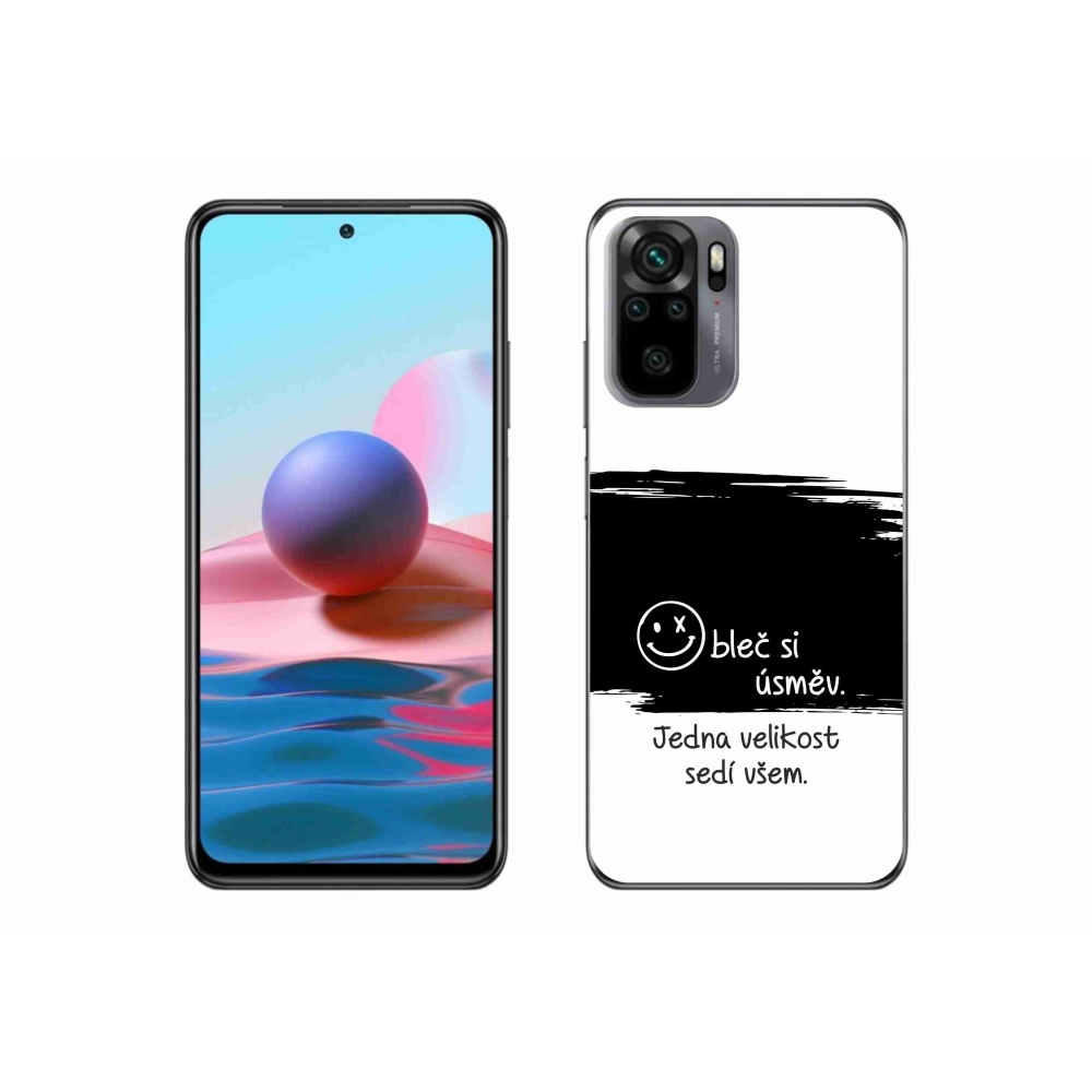 Gelový kryt mmCase na Xiaomi Redmi Note 10 4G - vtipný text 8 černobílé pozadí