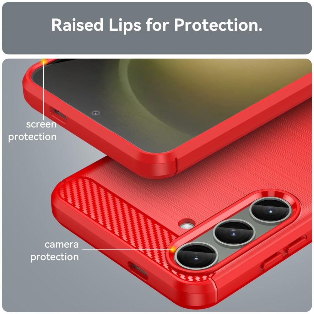 Carbon odolný gelový obal na Samsung Galaxy S24+/S25+ - červený