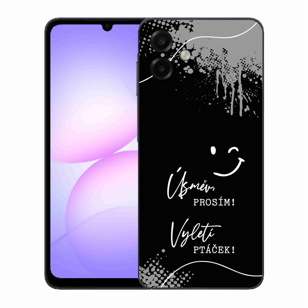 Gelový kryt mmCase na Samsung Galaxy A07 4G - vtipný text 4 černé pozadí