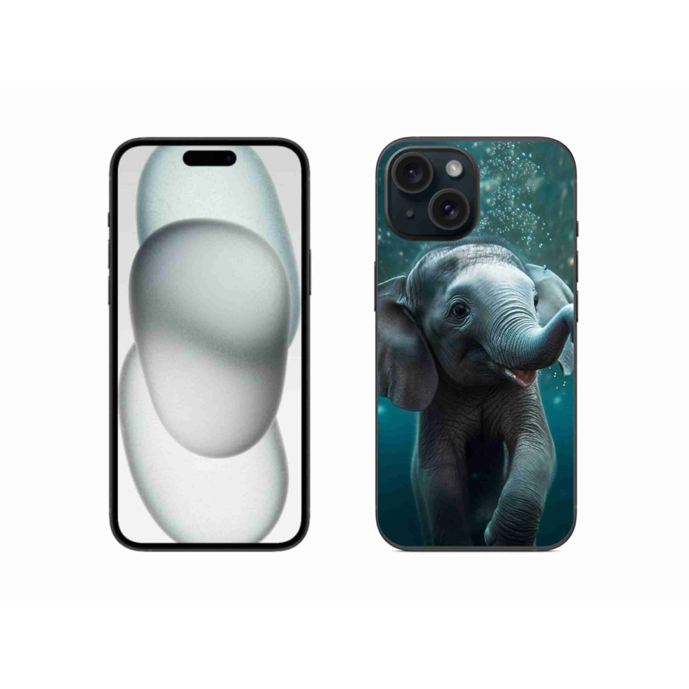 Gelový kryt mmCase na iPhone 15 - slůně pod vodou