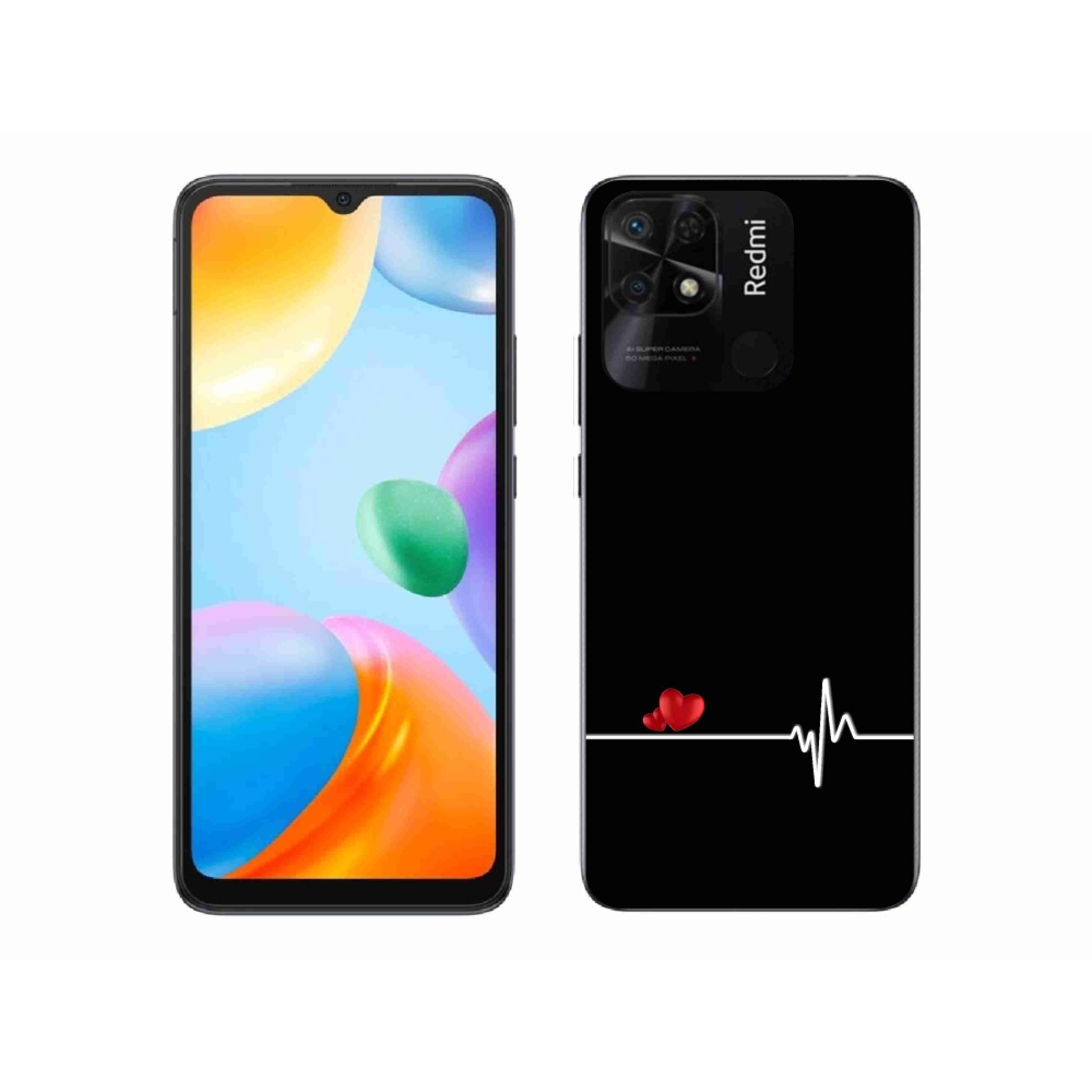 Gelový kryt mmCase na Xiaomi Redmi 10C - srdce a tep černé pozadí