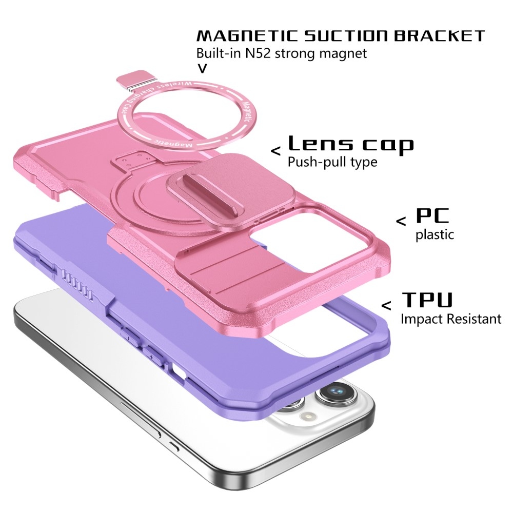 Military odolný kryt s MagSafe na iPhone 14 Pro Max - fialový/růžový