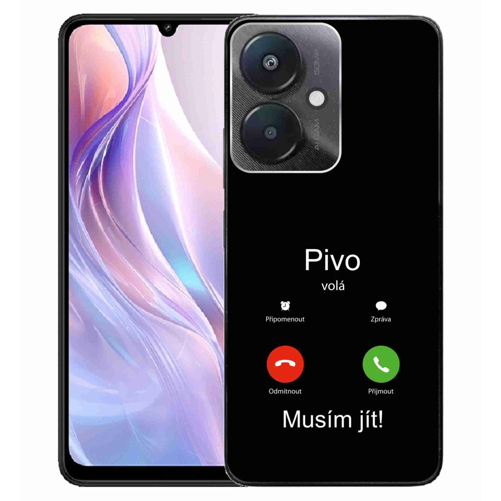 Gelový kryt mmCase na Xiaomi Redmi 13C 5G  - pivo volá černé pozadí