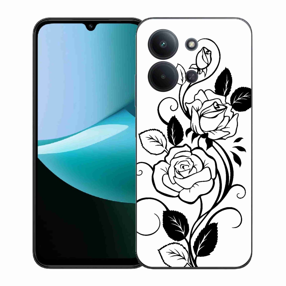 Gelový kryt mmCase na Xiaomi Redmi 15C 4G (171mm)/Poco C85 4G (171mm) - černobílá růže