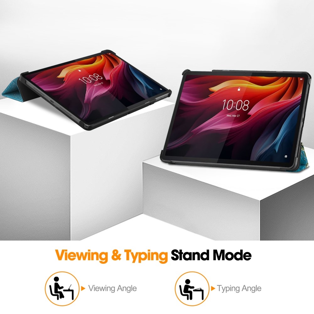 Patte chytré zavírací pouzdro na Lenovo Tab K11 Plus - bílé květy