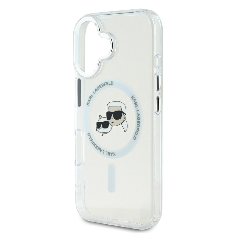 Karl Lagerfeld IML K&CH Heads Metal Frame MagSafe Zadní Kryt pro iPhone 16 Plus Transparent