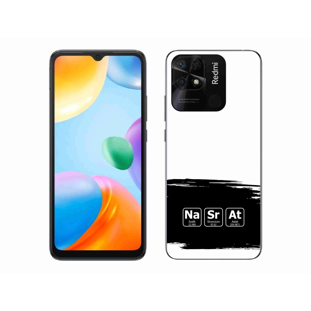 Gelový kryt mmCase na Xiaomi Redmi 10C - chemické prvky černobílé pozadí