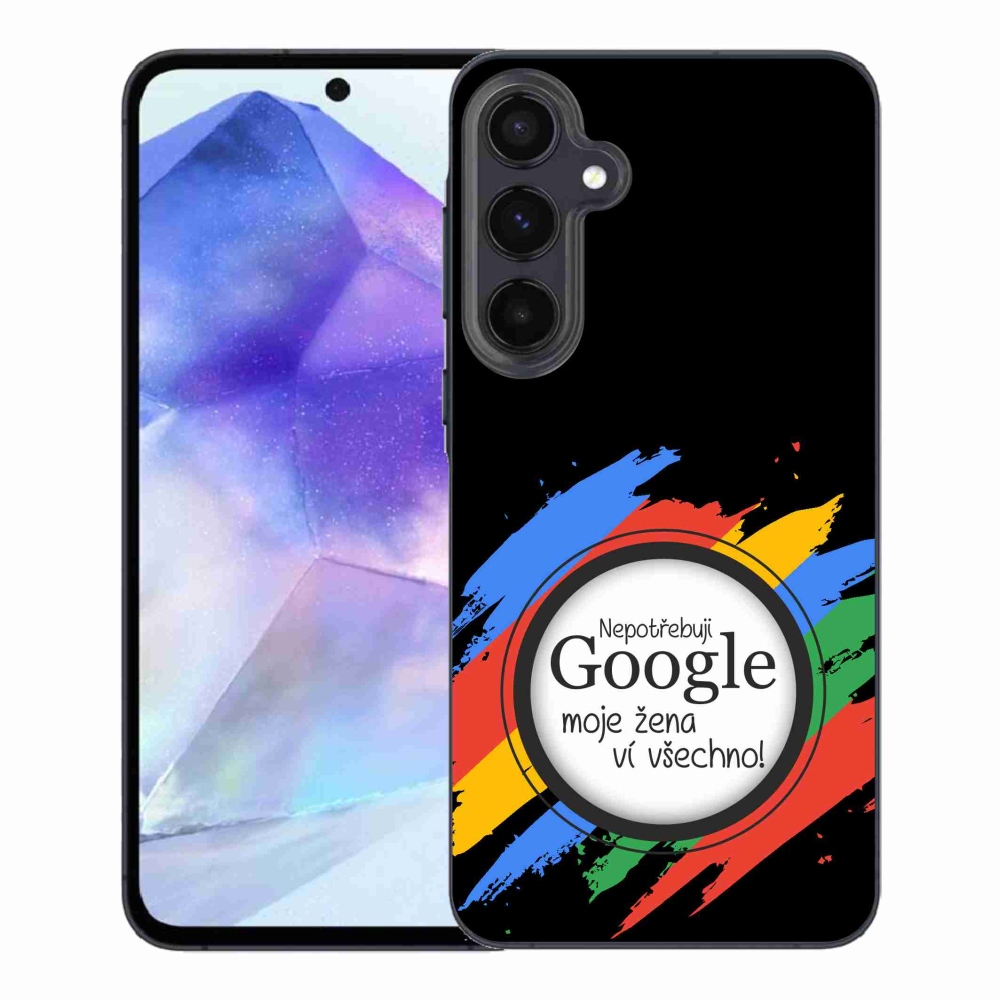 Gelový kryt mmCase na Samsung Galaxy A55 5G - žena ví všechno černé pozadí