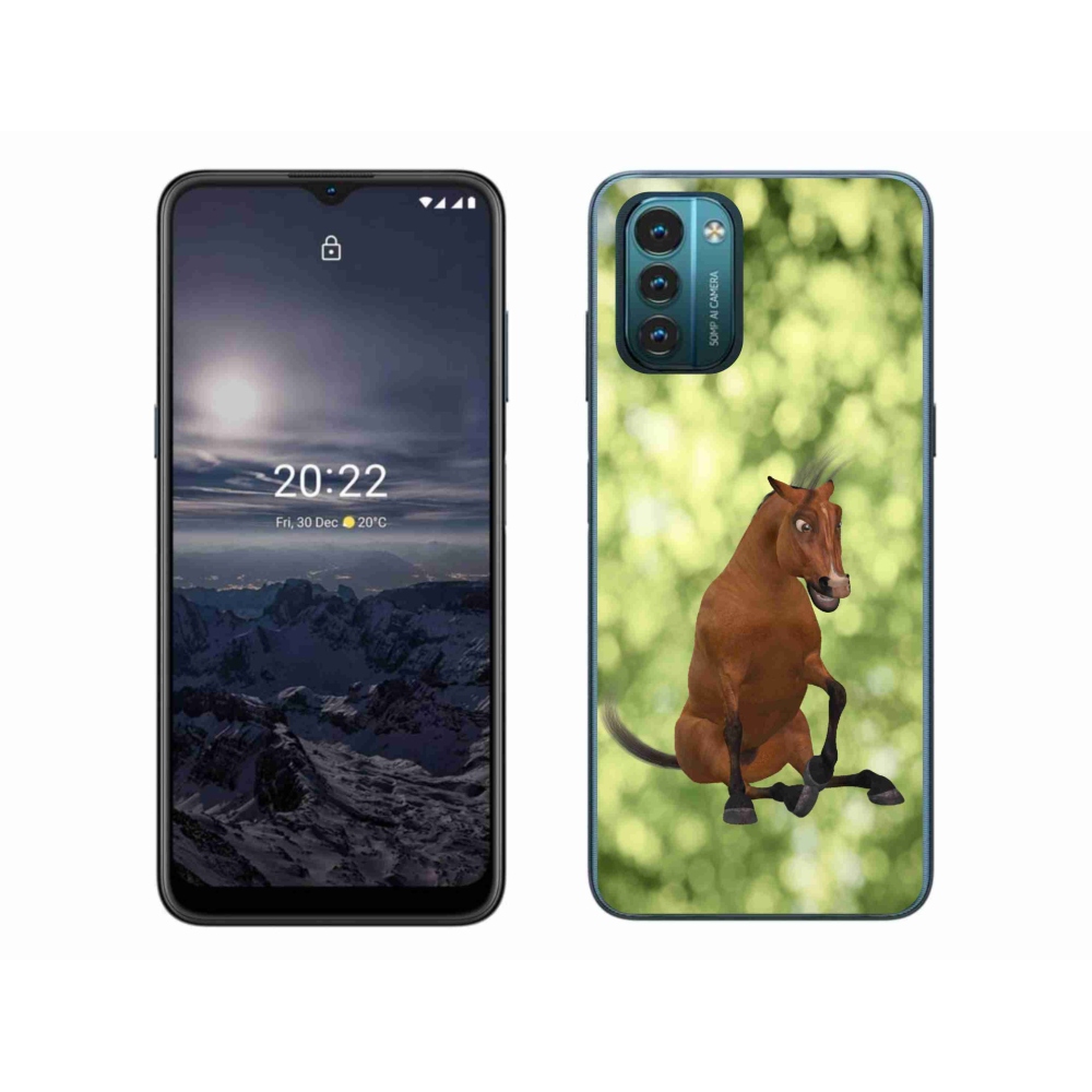 Gelový kryt mmCase na Nokia G11/G21 - hnědý kreslený kůň 1
