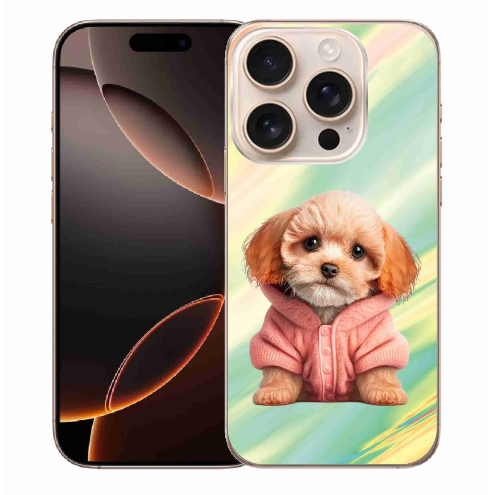 Gelový kryt mmCase na iPhone 16 Pro Max - štěně ve svetru