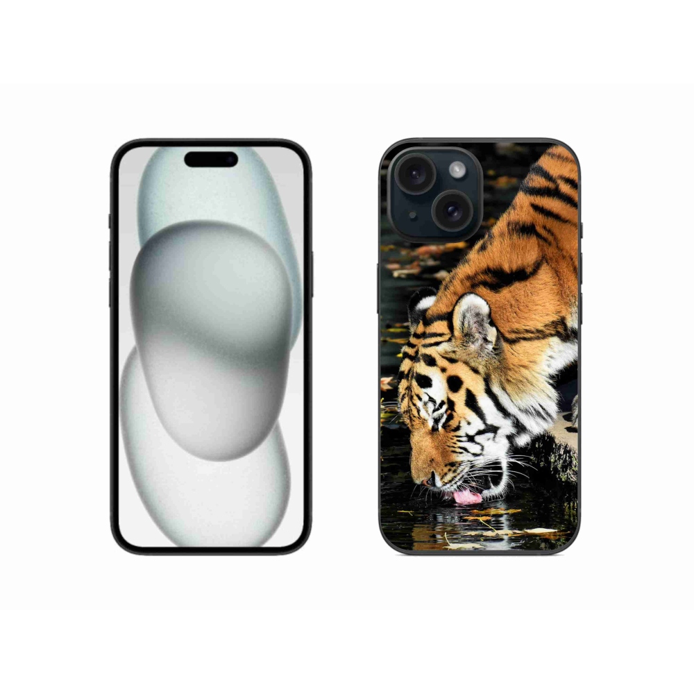Gelový kryt mmCase na iPhone 15 - žíznivý tygr