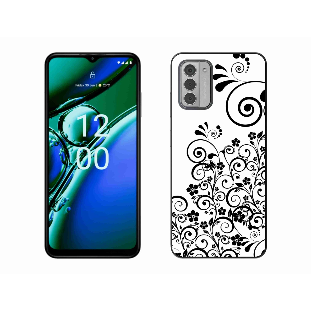 Gelový kryt mmCase na Nokia G42 - černobílé květinové vzory