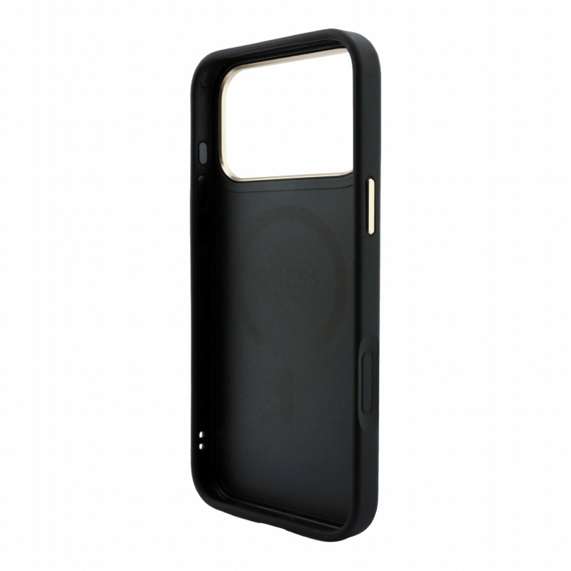 Guess PU Leather 4G Gold Frame Embossed MagSafe Zadní Kryt pro iPhone 18 Pro Black