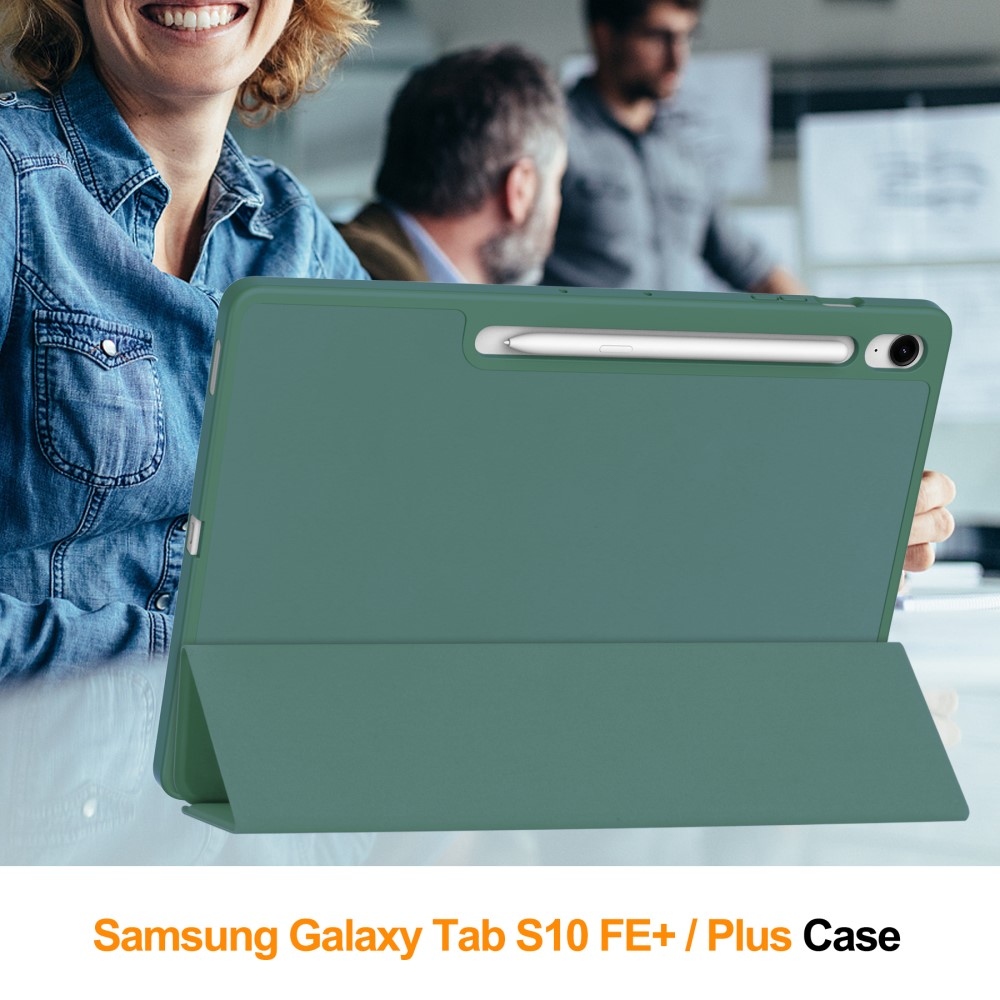 Cases chytré zavírací pouzdro na Samsung Galaxy Tab S10 FE+ - tmavězelené