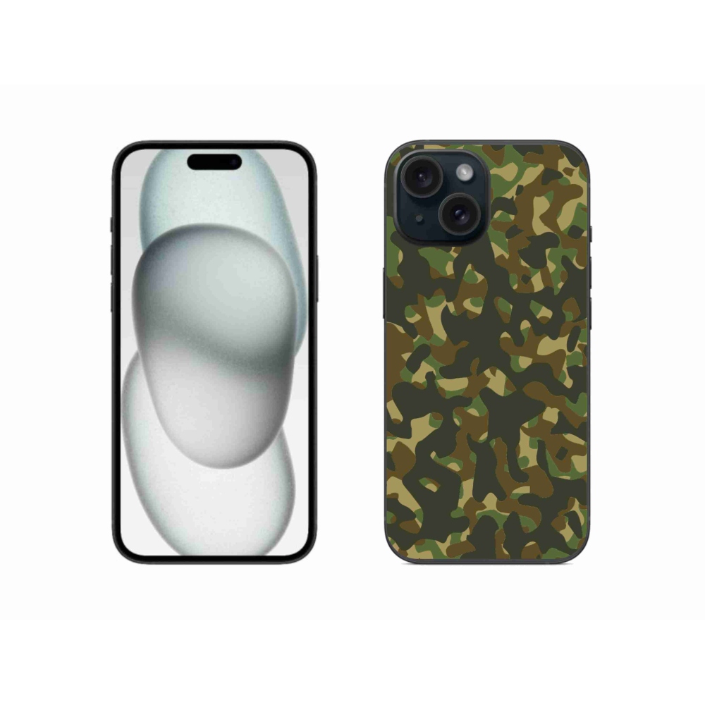 Gelový kryt mmCase na iPhone 15 - maskáčový vzor 1