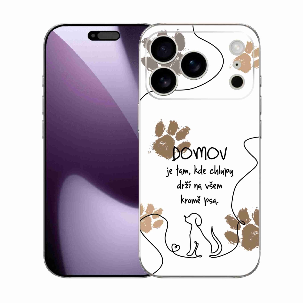 Gelový kryt mmCase na iPhone 17 Pro - psí motiv bílé pozadí