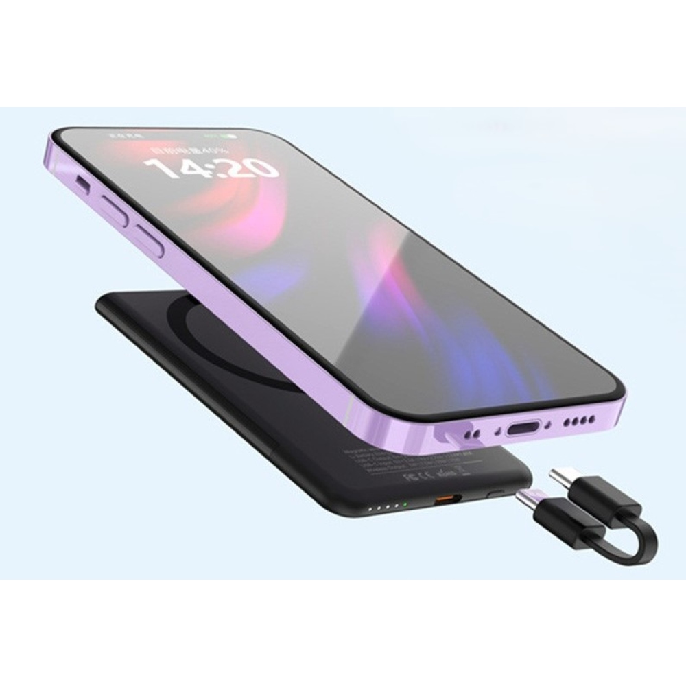 M10 Ultra tenká magnetická powerbanka 5000 mAh 15W se stojánkem - bílá