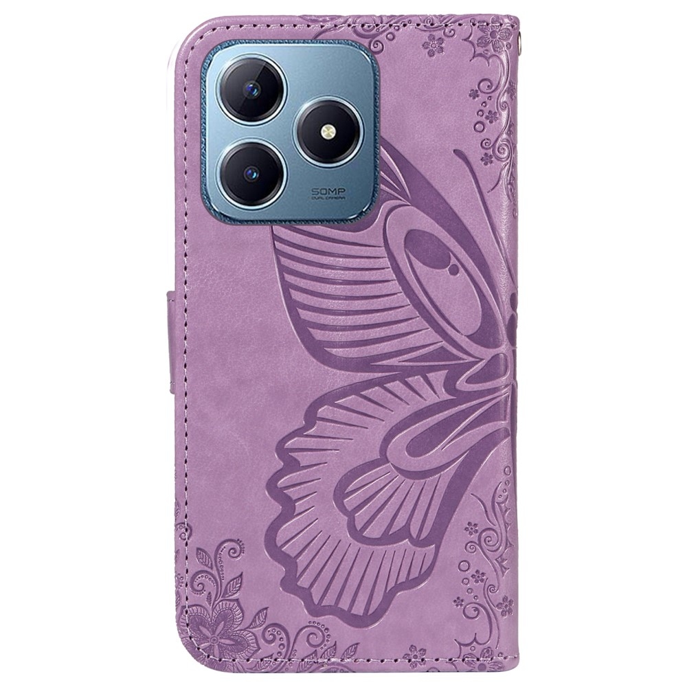 Floral Butterfly knížkové pouzdro na Realme C61/C63 - světlefialové