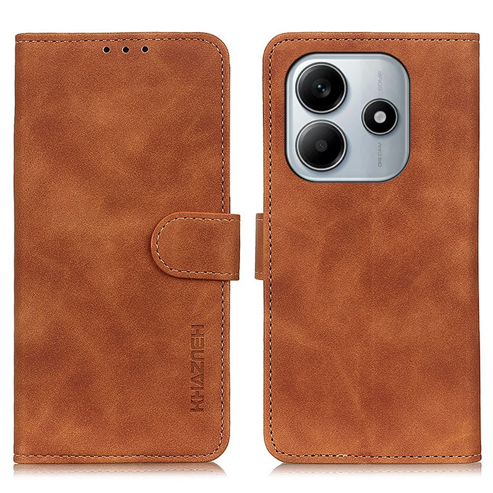 KHAZ knížkové pouzdro na Xiaomi Redmi Note 14 - hnědé