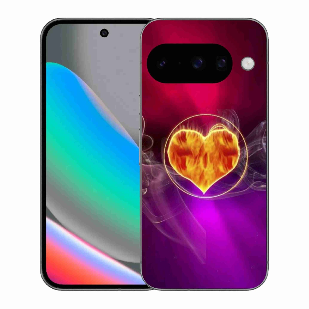 Gelový kryt mmCase na Google Pixel 10 - ohnivé srdce