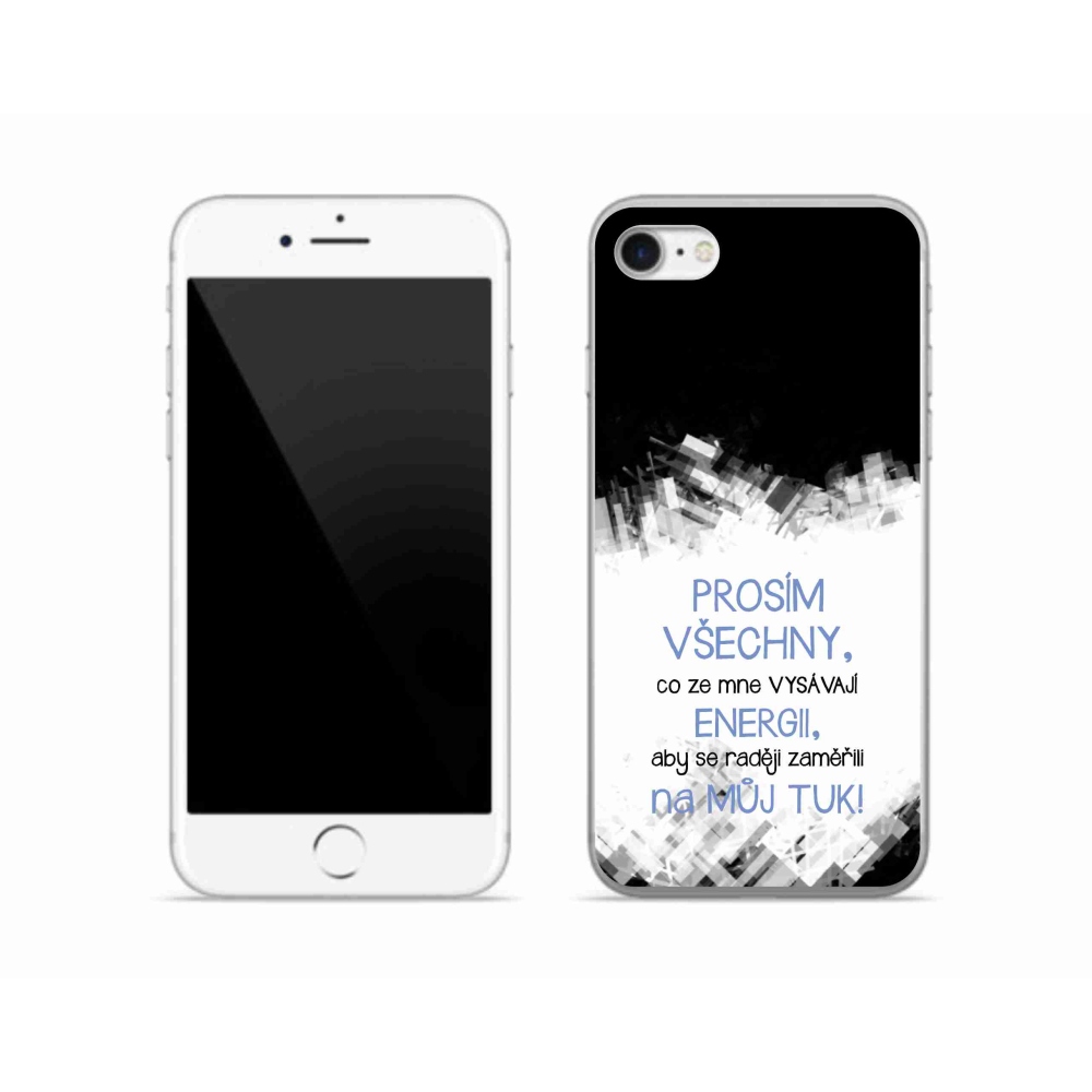 Gelový kryt mmCase na iPhone SE (2020) - vtipný text 1 modrý