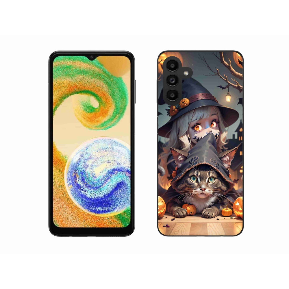 Gelový kryt mmCase na Samsung Galaxy A04s (164.7x76.7x9.1mm) - čarodějnice s kočkou