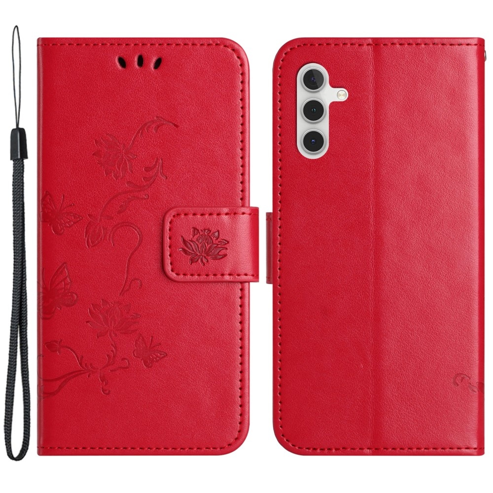 Flower knížkové pouzdro na Samsung Galaxy A55 5G - červené