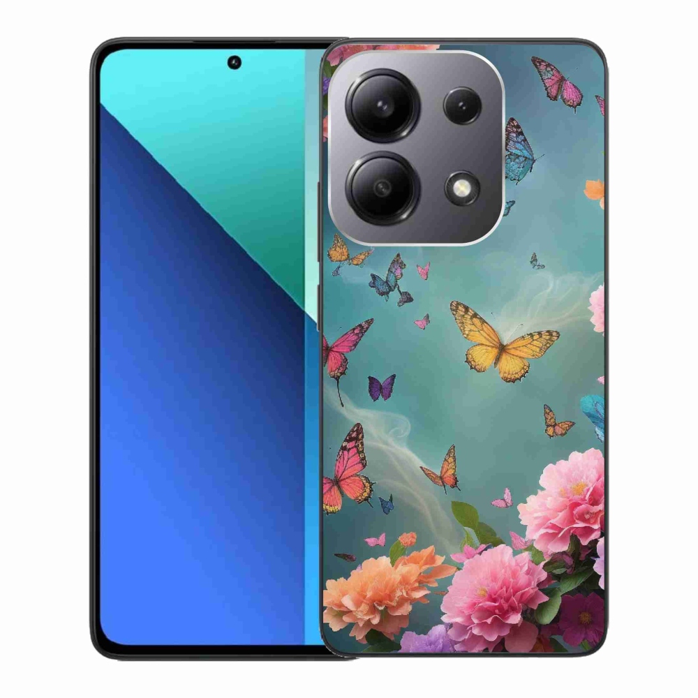 Gelový kryt mmCase na Xiaomi Redmi Note 13 - barevné květy a motýli