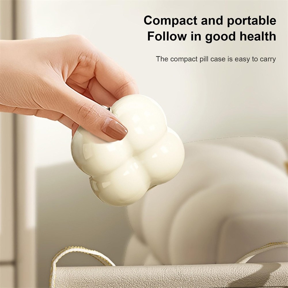 Mini organizér na léky a šperky se 7 přihrádkami - květinový bílý