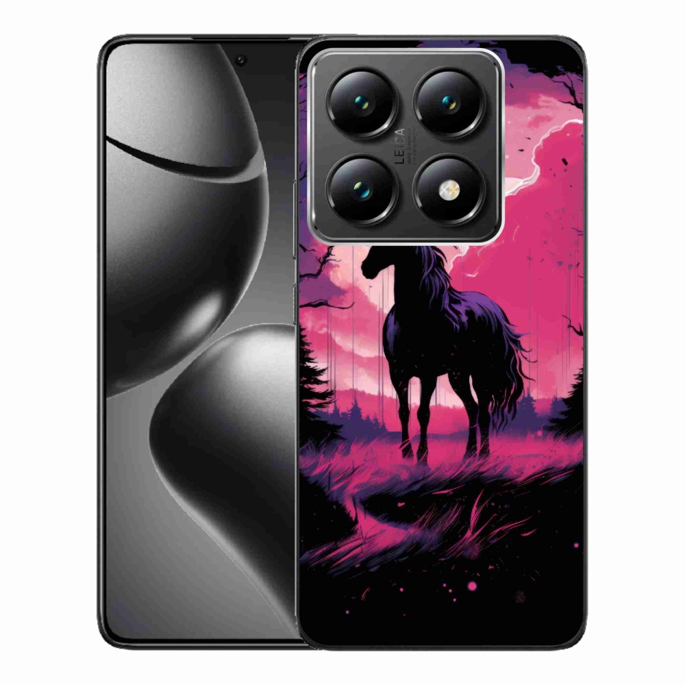 Gelový kryt mmCase na Xiaomi 14T Pro - černý kreslený kůň 1