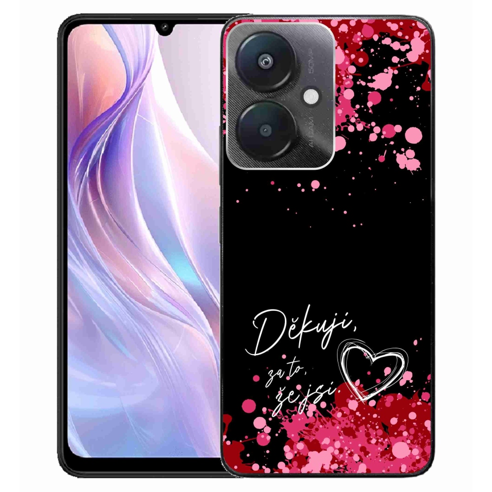 Gelový kryt mmCase na Xiaomi Redmi 13C 5G  - zamilovaný text 2 černé pozadí