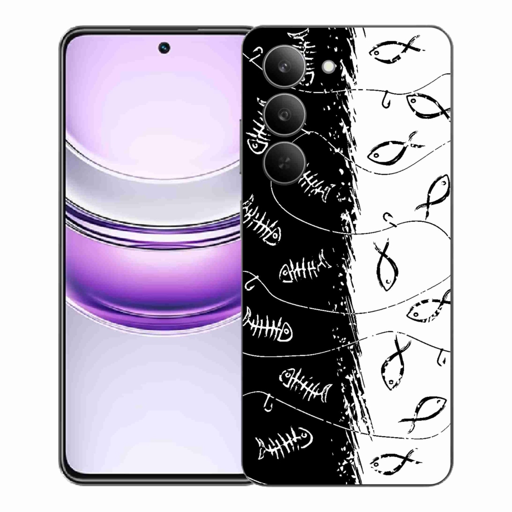 Gelový kryt mmCase na Realme 14x 5G - kostry a rybky