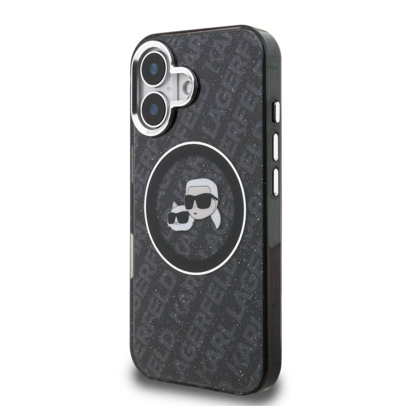 Karl Lagerfeld IML K&CH Heads Repeated Logo MagSafe Zadní Kryt pro iPhone 16 Black